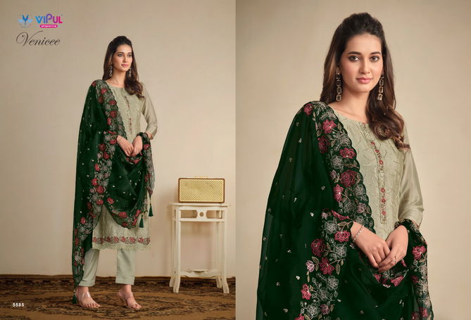 Venicee By Vipul Chinnon Embroidery Designer Salwar Suits Wholesale Price In Surat